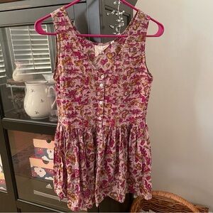 One fine day sleeveless floral button down blouse floral botanical print cotton